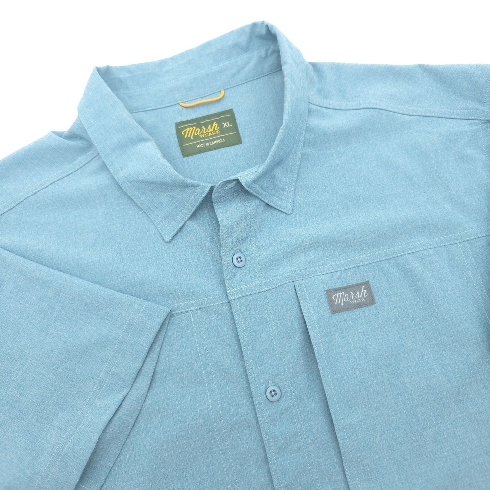 Marsh Wear Lenwood Tech Shortsleeve Shirt Mens XL Blue Fishing Performance